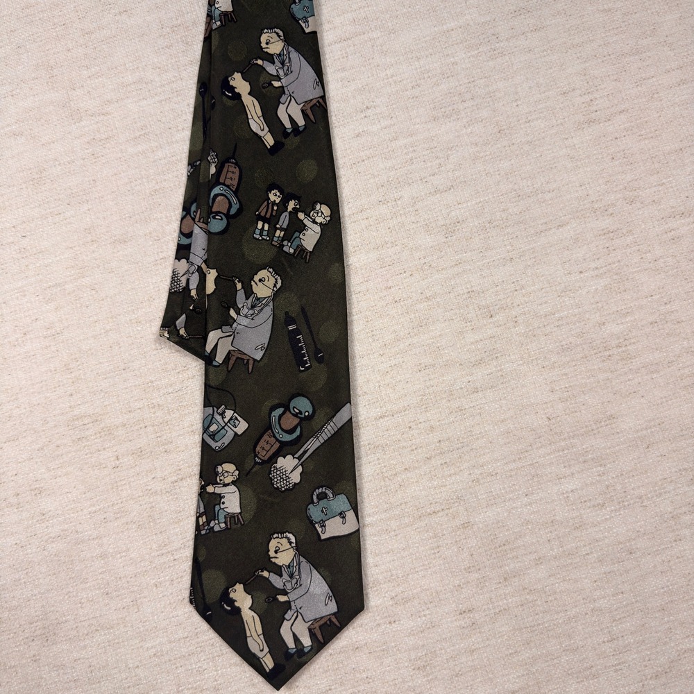 Ambassador Necktie OS Mens Medical Dentist Doctor Novelty Olive Green